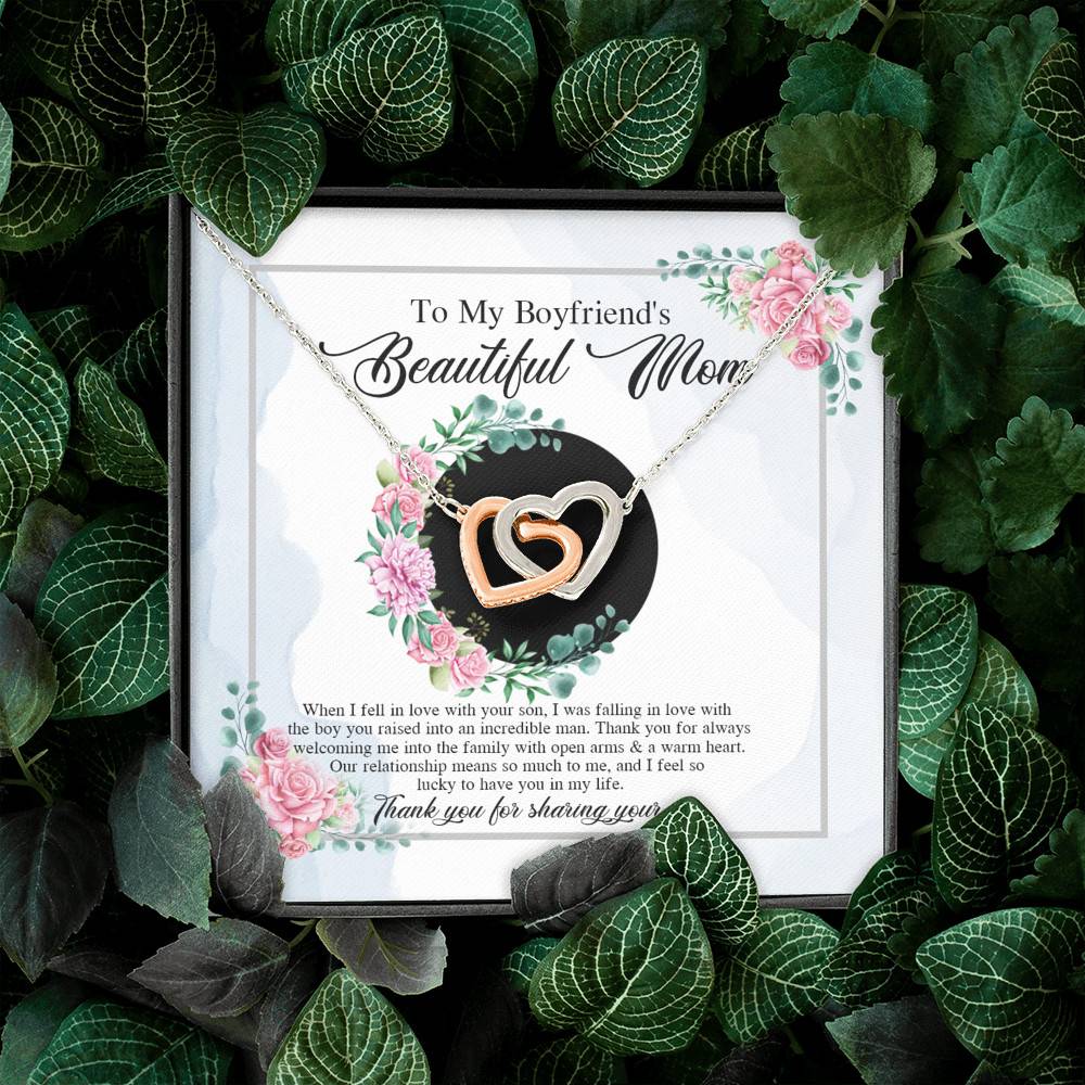 To My Boyfriend's Beautiful Mom Thank You For Sharing Your Son Joined Interlocking Hearts Necklace