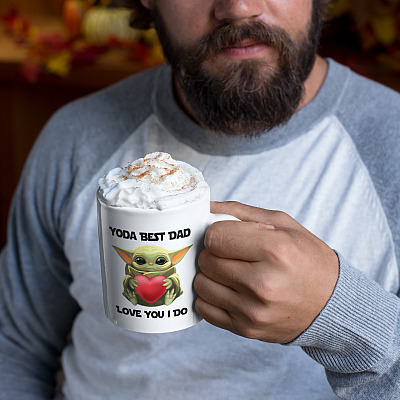 Alternative view of Yoda Best Dad Ceramic Coffee Mug-Beer Stein-Water Bottle-Color Changing Mug-Best Dad Gift-Baby Yoda Mug