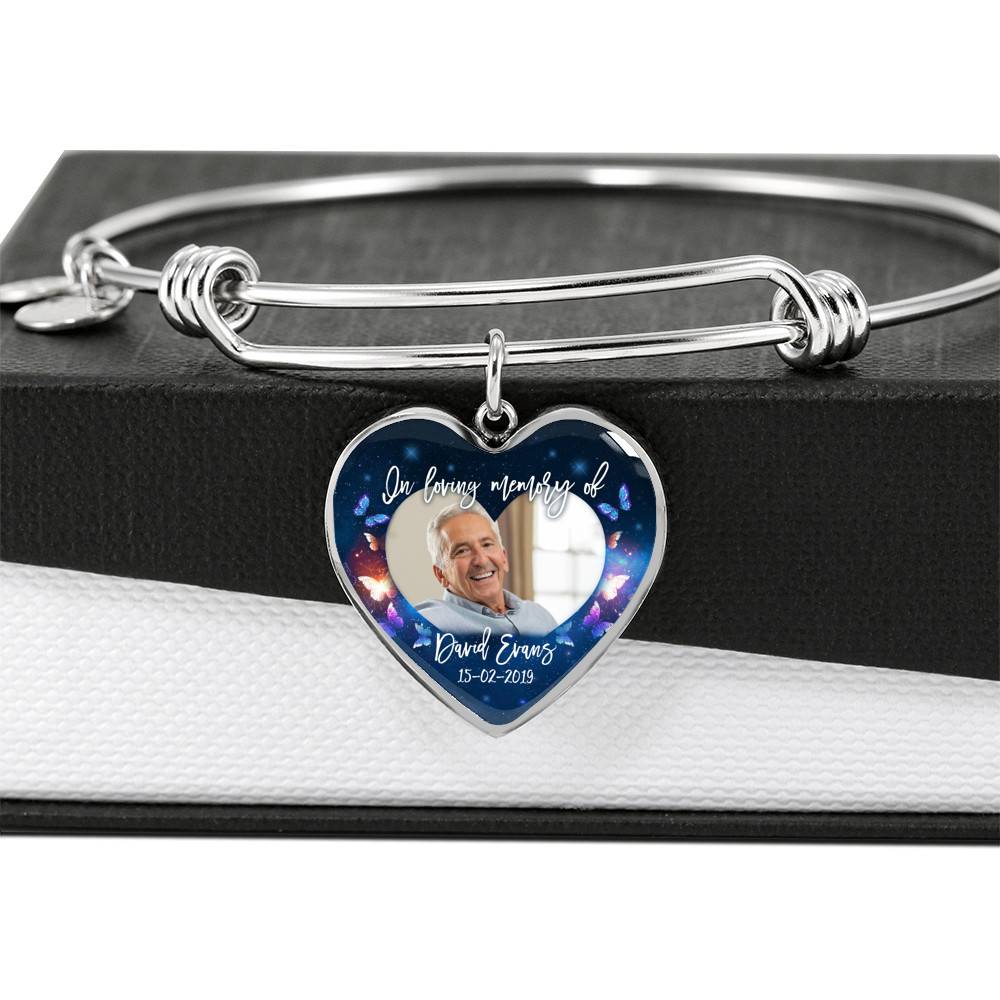 Personalized Photo In Loving Memory Of Custom Name Heart Pendant Necklace - Memorial Gift Jewelry