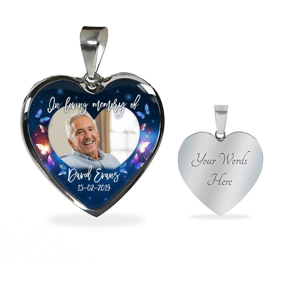 Personalized Photo In Loving Memory Of Custom Name Heart Pendant Necklace - Memorial Gift Jewelry
