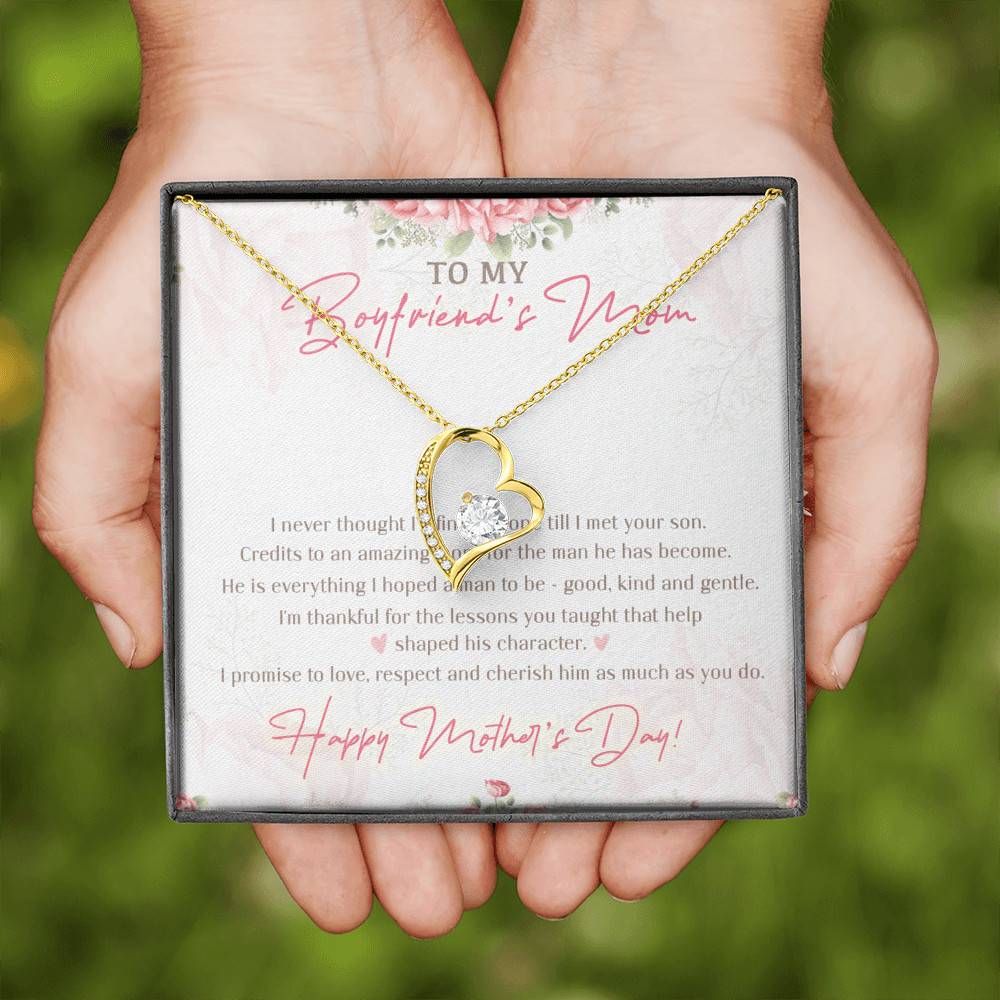 To My Boyfriend's Mom I Never Thought I'd Find The One Till I Met Your Son Forever Love Heart Pendant Necklace