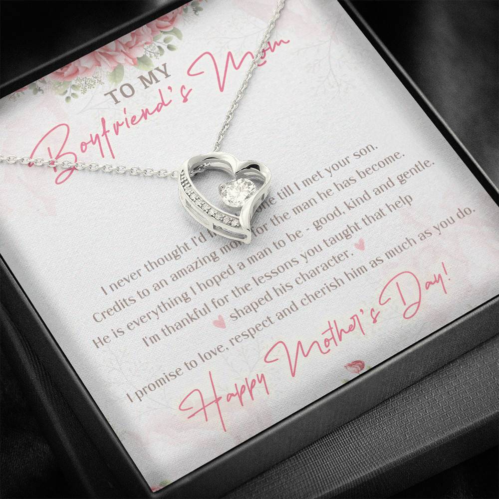 To My Boyfriend's Mom I Never Thought I'd Find The One Till I Met Your Son Forever Love Heart Pendant Necklace