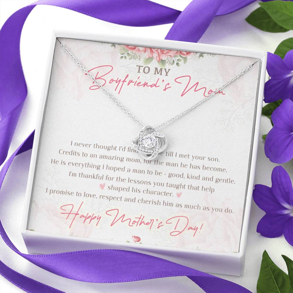 To My Boyfriend's Mom I Never Thought I'd Find The One Till I Met Your Son Love Knot Necklace