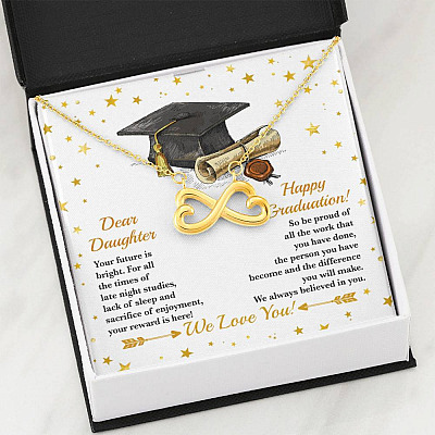 Dear Daughter Your Future Is Bright Happy Graduation We Always Believed In You Infinity Heart Pendant Necklace