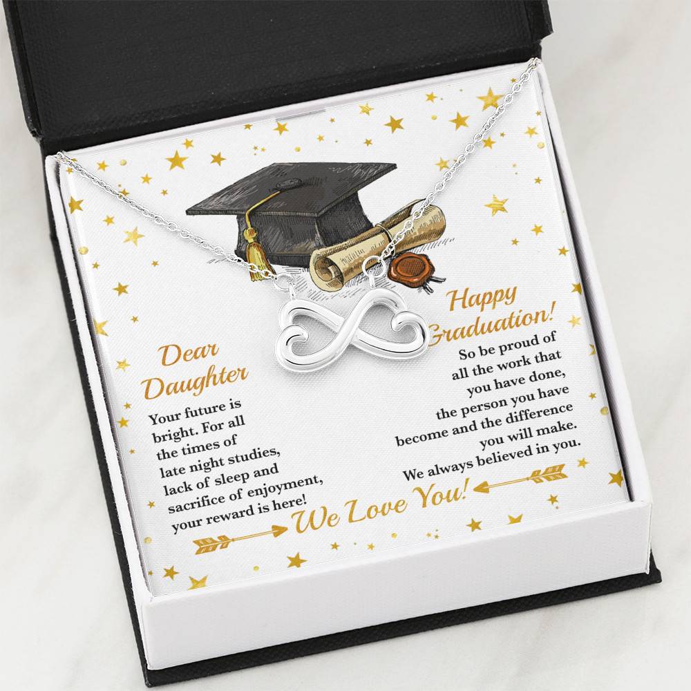 Dear Daughter Your Future Is Bright Happy Graduation We Always Believed In You Infinity Heart Pendant Necklace