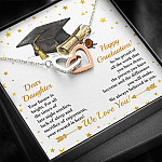 Dear Daughter Your Future Is Bright Happy Graduation We Always Believed In You Interlocking Hearts Pendant Necklace
