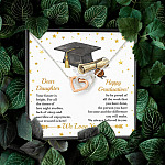 Dear Daughter Your Future Is Bright Happy Graduation We Always Believed In You Interlocking Hearts Pendant Necklace