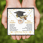 Dear Daughter Your Future Is Bright Happy Graduation We Always Believed In You Interlocking Hearts Pendant Necklace