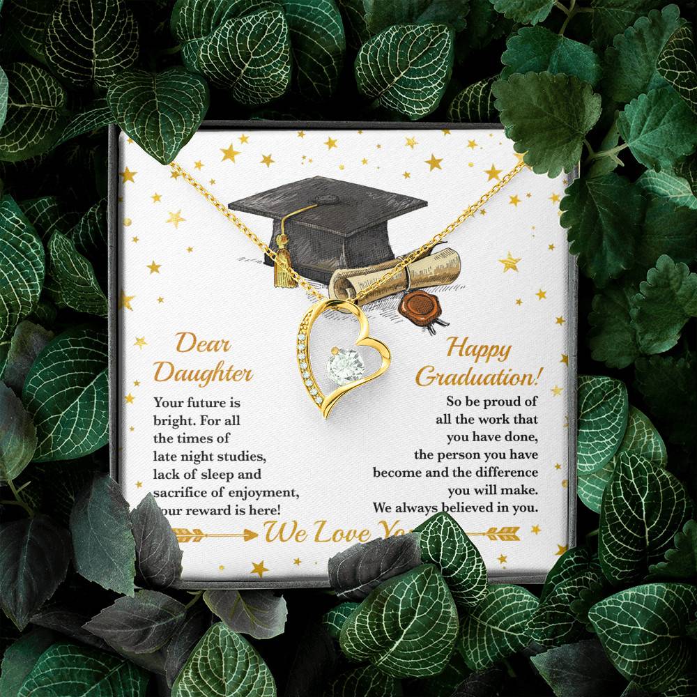Dear Daughter Your Future Is Bright Happy Graduation We Always Believed In You Forever Love Heart Pendant Necklace