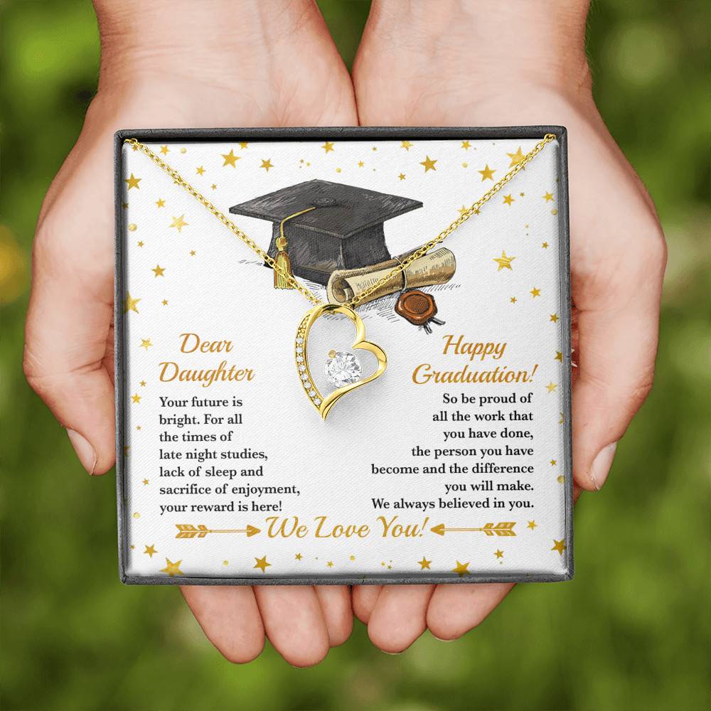 Dear Daughter Your Future Is Bright Happy Graduation We Always Believed In You Forever Love Heart Pendant Necklace