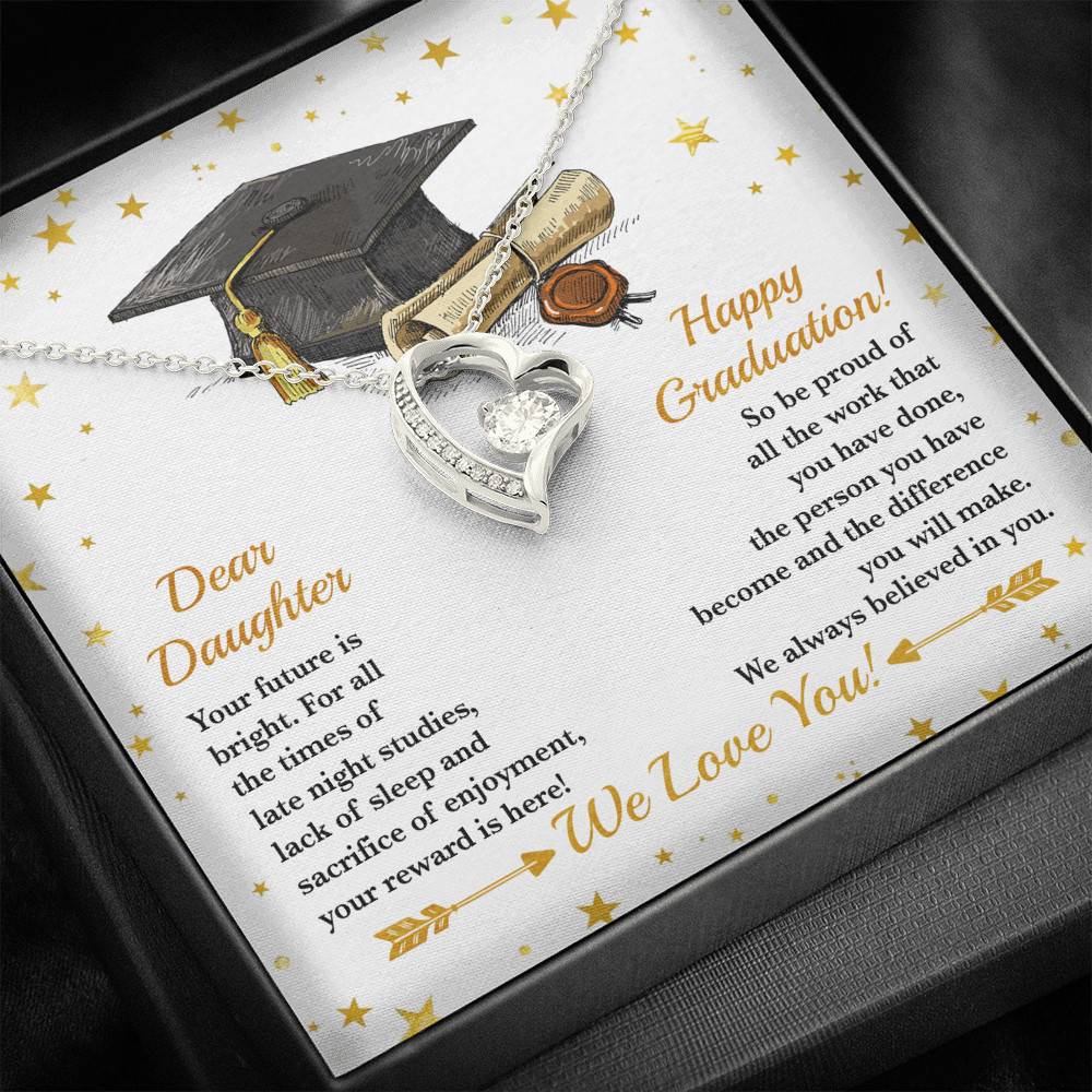 Dear Daughter Your Future Is Bright Happy Graduation We Always Believed In You Forever Love Heart Pendant Necklace