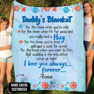 Alternative view of Personalized Fathers Day Gift I Love You Always Forever Fleece Blanket - Sherpa Blanket - Woven Blanket