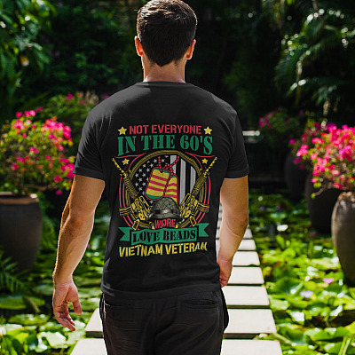 Alternative view of Vietnam Veteran Print On Back Shirt - Not Everyone In The 60s Wore Love Beads Shirt