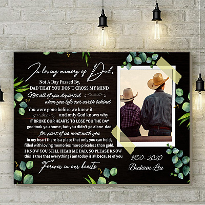 Alternative view of Custom Photo in Loving Memory of Dad Framed Canvas - Unframed Poster - Loss of Dad Gift