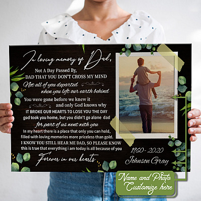 Custom Photo in Loving Memory of Dad Framed Canvas - Unframed Poster - Loss of Dad Gift