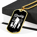 Daddy Son's First Hero and Daughter's First Love Father's Day Dog Tag Pendant Necklace