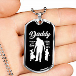 Daddy Son's First Hero and Daughter's First Love Father's Day Dog Tag Pendant Necklace