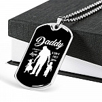 Daddy Son's First Hero and Daughter's First Love Father's Day Dog Tag Pendant Necklace