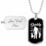 Daddy Son's First Hero and Daughter's First Love Father's Day Dog Tag Pendant Necklace