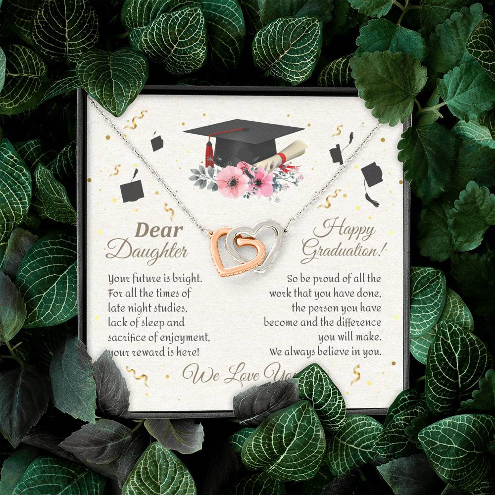 Graduation Dear Daughter Your Future Is Bright For All The Times Senior Interlocking Hearts Pendant Necklace Graduation Dear Daughter Your Future Is Bright For All The Times Senior Interlocking Hearts Pendant Necklace