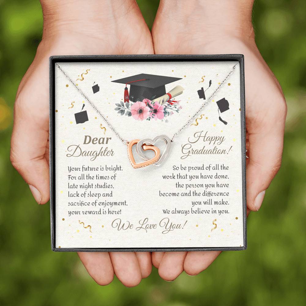 Graduation Dear Daughter Your Future Is Bright For All The Times Senior Interlocking Hearts Pendant Necklace Graduation Dear Daughter Your Future Is Bright For All The Times Senior Interlocking Hearts Pendant Necklace