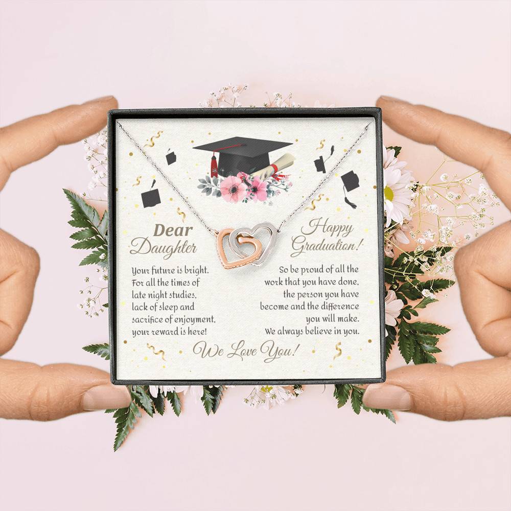 Graduation Dear Daughter Your Future Is Bright For All The Times Senior Interlocking Hearts Pendant Necklace Graduation Dear Daughter Your Future Is Bright For All The Times Senior Interlocking Hearts Pendant Necklace
