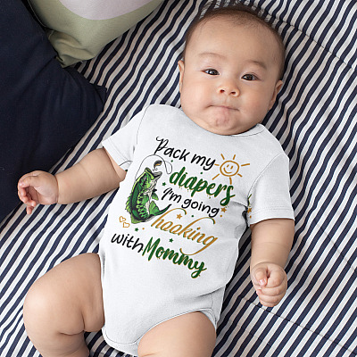 Alternative view of Pack My Diapers I'm Going Hooking With My Mommy Baby Onesie - Baby Toddlers Bodysuit