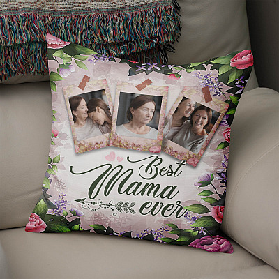 Alternative view of Personalized Photo Best Mama Ever Custom Photo Mothers Day Gift Throw Pillow - Decorative Pillow