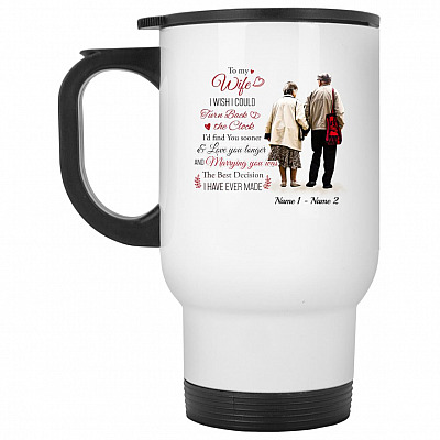 14 oz. White Travel Mug