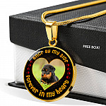Personalized Photo Once by My Side Forever in My Heart Pet Owner Gifts Circle Pendant Necklace - Bangle