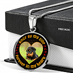 Personalized Photo Once by My Side Forever in My Heart Pet Owner Gifts Circle Pendant Necklace - Bangle