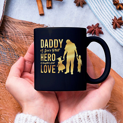 Alternative view of Daddy Son's First Hero and Daughter's First Love Coffee Mug - Beer Stein - Water Bottle - Color Changing Mug