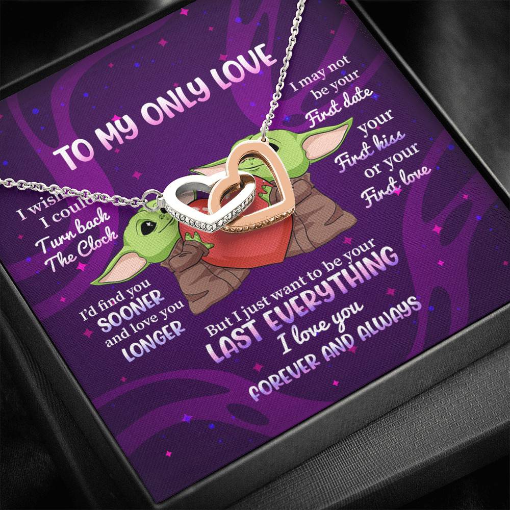 Yoda To My Only Love I Wish I Could Turn Back the Clock I Love You Forever and Always Joined Interlocking Hearts Necklace