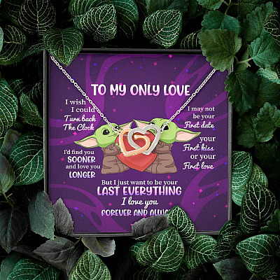 Yoda To My Only Love I Wish I Could Turn Back the Clock I Love You Forever and Always Joined Interlocking Hearts Necklace