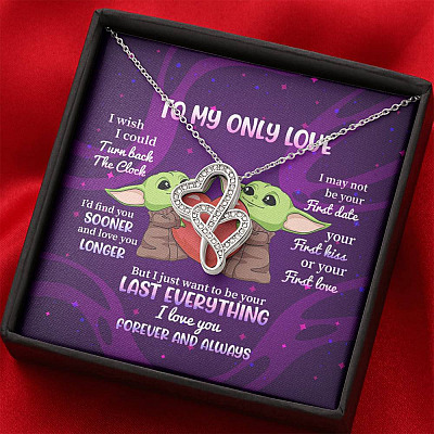 Yoda To My Only Love I Wish I Could Turn Back the Clock I Love You Forever and Always Double Hearts Necklace