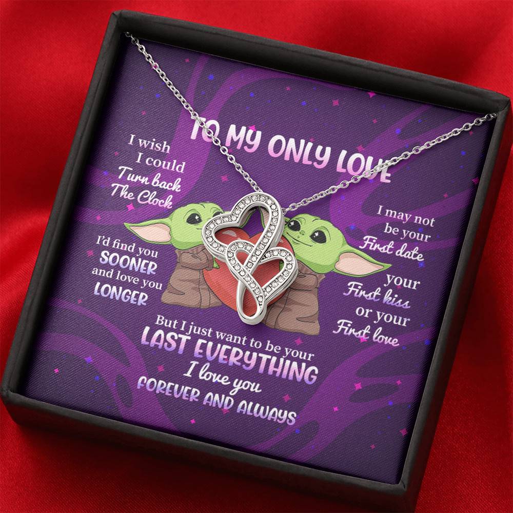 Yoda To My Only Love I Wish I Could Turn Back the Clock I Love You Forever and Always Double Hearts Necklace