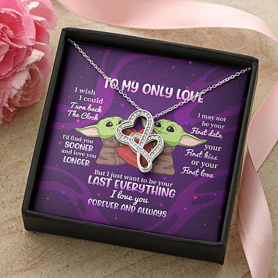 Yoda To My Only Love I Wish I Could Turn Back the Clock I Love You Forever and Always Double Hearts Necklace