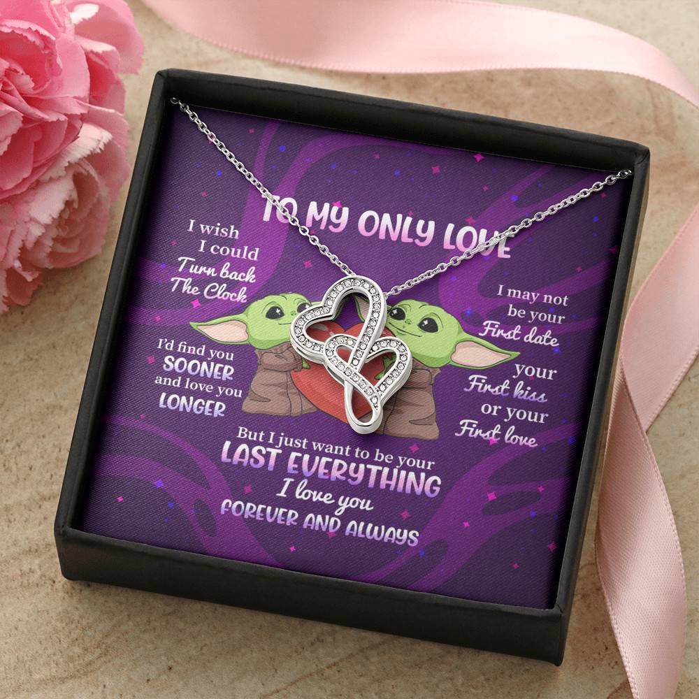 Yoda To My Only Love I Wish I Could Turn Back the Clock I Love You Forever and Always Double Hearts Necklace