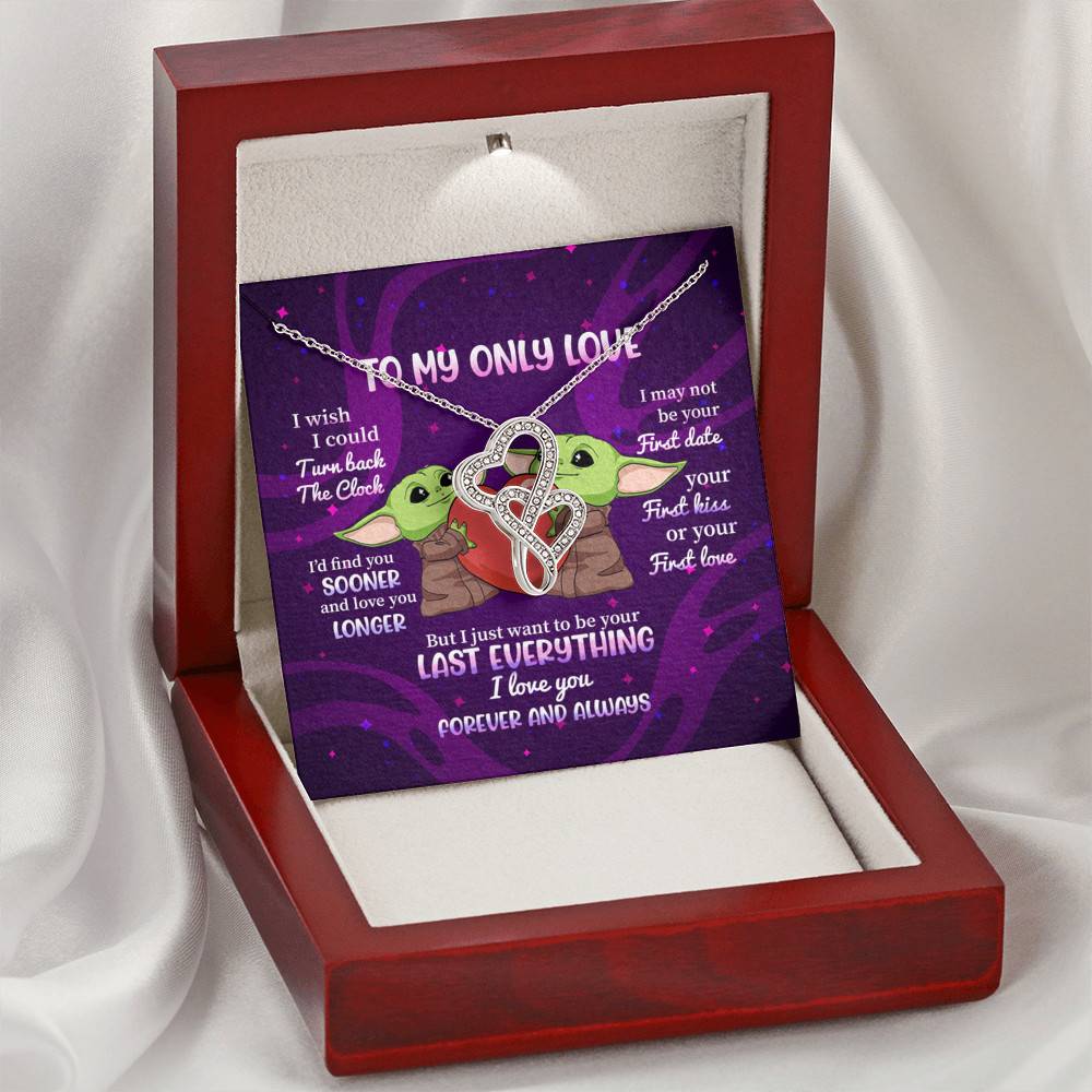 Yoda To My Only Love I Wish I Could Turn Back the Clock I Love You Forever and Always Double Hearts Necklace