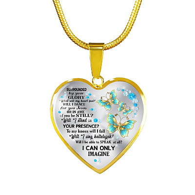Butterfly Surrounded by Your Glory What Will My Heart Feel Will I Dance for You Jesus Heart Pendant Necklace