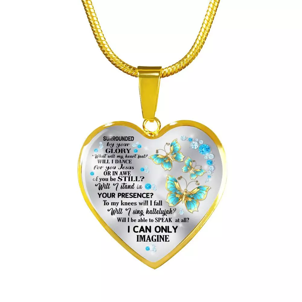 Butterfly Surrounded by Your Glory What Will My Heart Feel Will I Dance for You Jesus Heart Pendant Necklace