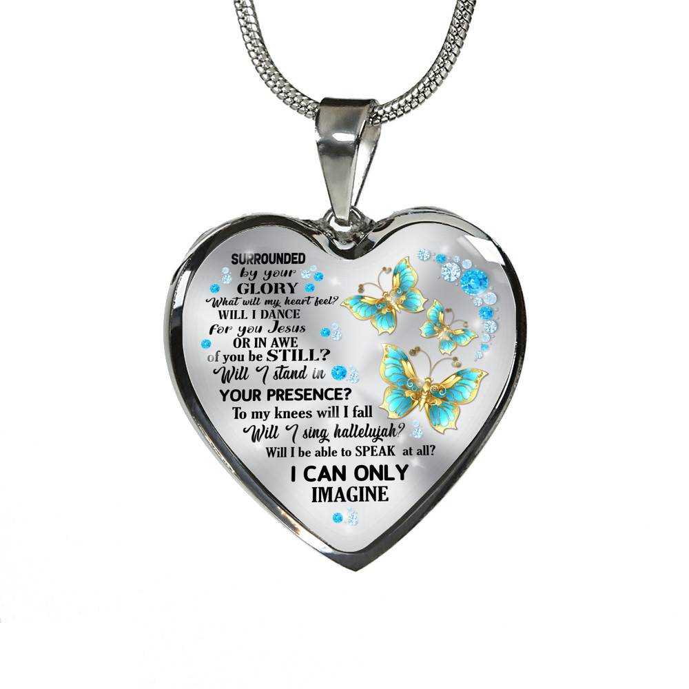 Butterfly Surrounded by Your Glory What Will My Heart Feel Will I Dance for You Jesus Heart Pendant Necklace