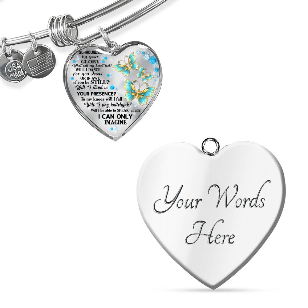 Butterfly Surrounded by Your Glory What Will My Heart Feel Will I Dance for You Jesus Heart Pendant Necklace