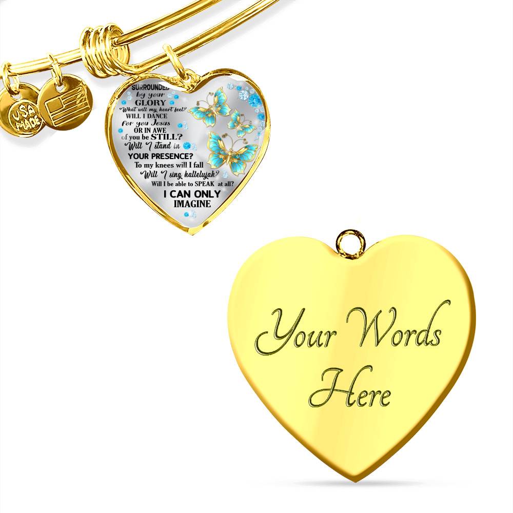 Butterfly Surrounded by Your Glory What Will My Heart Feel Will I Dance for You Jesus Heart Pendant Necklace
