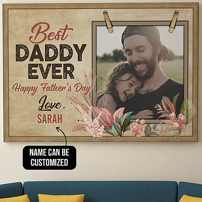 Alternative view of Personalized Photo Best Daddy Ever Happy Father's Day Gallery Wrapped Framed Canvas Prints - Unframed Poster