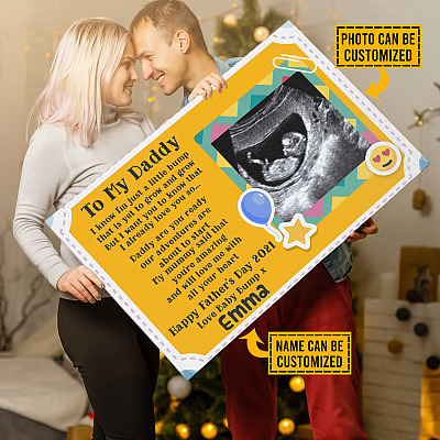 Alternative view of Personalized Photo To My Daddy I Know I'm Just A Little Bump Happy Father's Day Canvas Prints - Unframed Poster