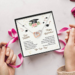 Dear Daughter Happy Graduation We Always Believed In You We Love You Joined Interlocking Hearts Necklace