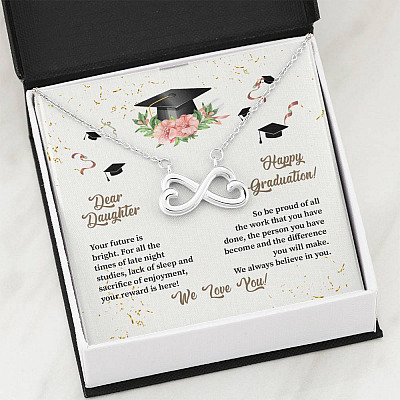 Dear Daughter Happy Graduation We Always Believed In You We Love You Infinity Heart Pendant Necklace