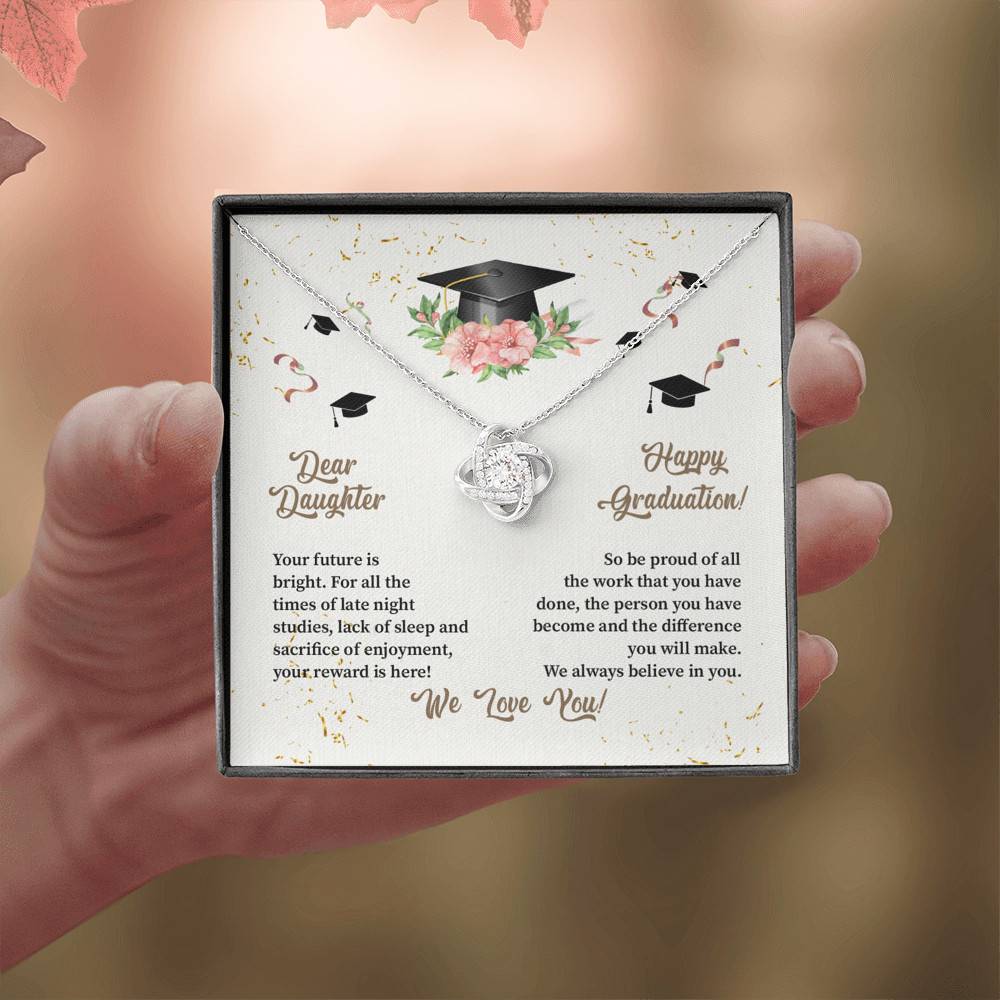 Dear Daughter Happy Graduation We Always Believed In You We Love You Love Knot Necklace