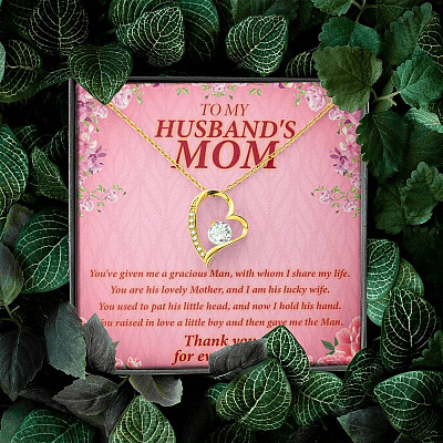 To My Husband's Mom You've Given Me A Gracious Man Mother In Law Forever Love Heart Necklace